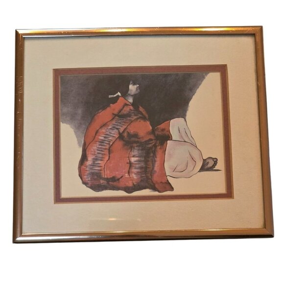 R.C. Gorman "Night" Framed Art Print Signed 7x8 Inches Gold Frame - Picture 1 of 11